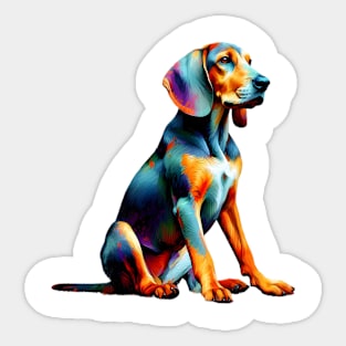 Abstract Colorful Splashed Paint Plott Hound Portrait Sticker